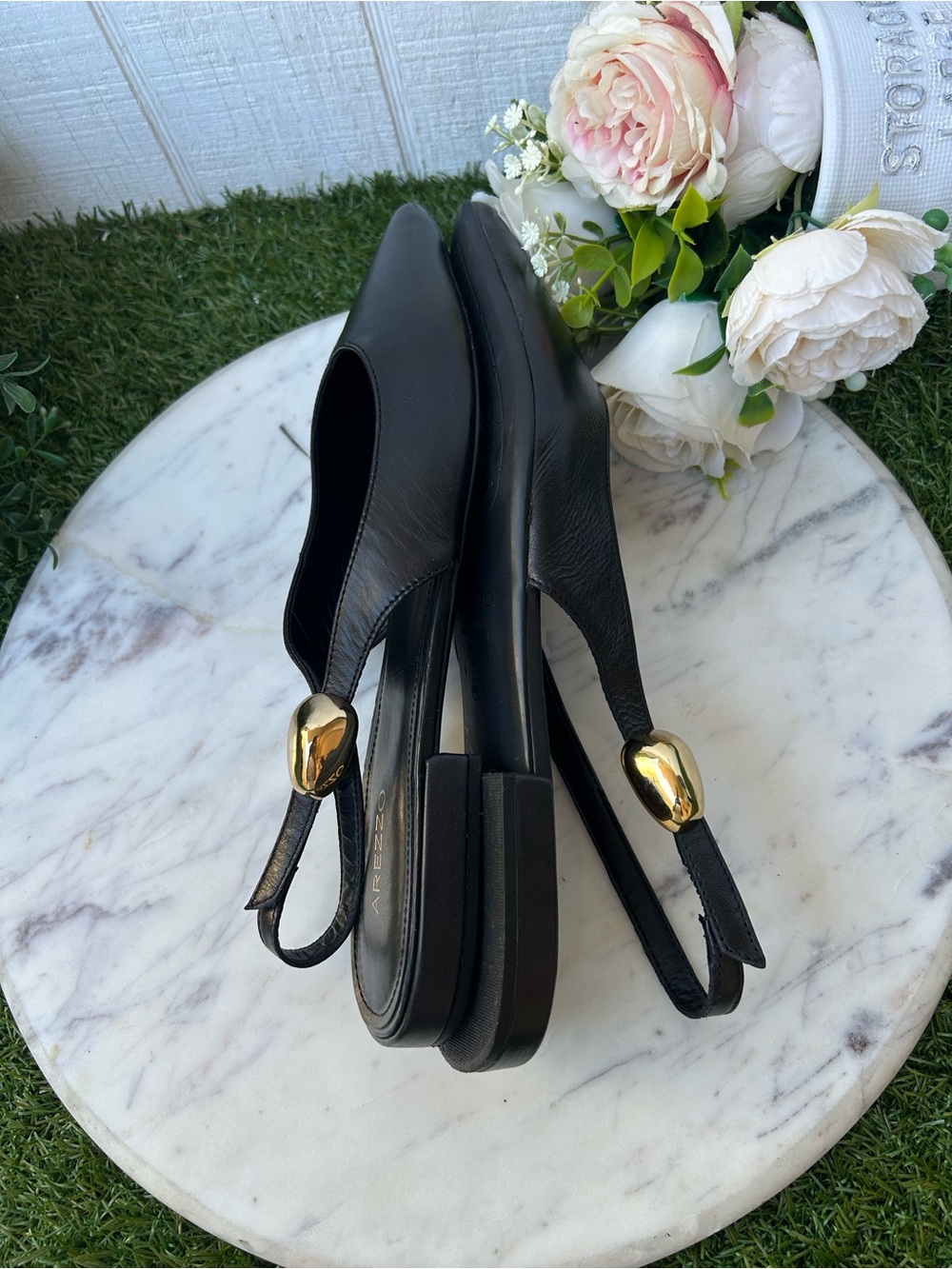 Arezzo Farrah Ballet Leather Flat in Black women size 8 gently used - Picture 12 of 16